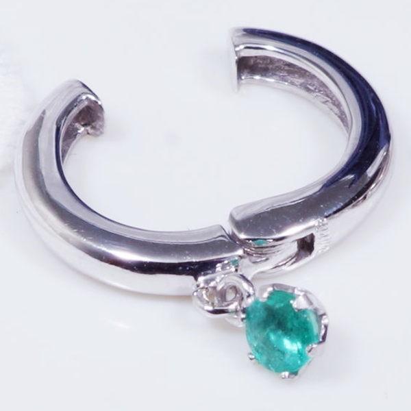 K14WG 0.2ct エメラルドピアリング ラウンド 14金ホワイトゴールド 5月