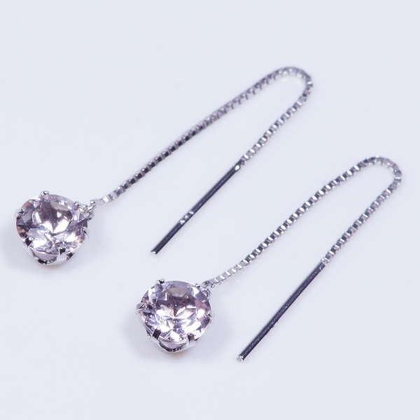 PT 0.8ct モルガナイトピアス ラウンドカット アメリカン チェーン プラチナ　クリスマス　ギフト　結婚式｜japangoldshop｜06