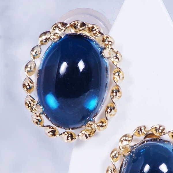 K18 ロンドンブルートパーズ　カボションピアス K18 3.2ct ロンドンブルートパーズピアス カボション 18金 11月誕生石