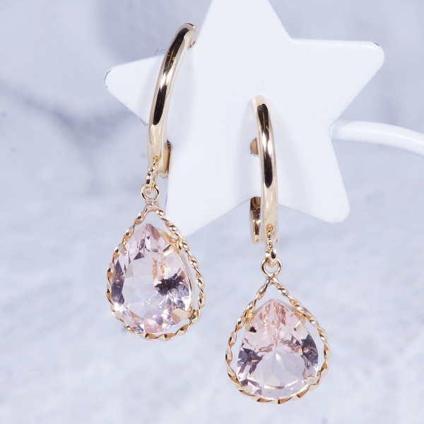 K18 1.6ct モルガナイトピアリング ペアシェイプ 18金 クリスマス