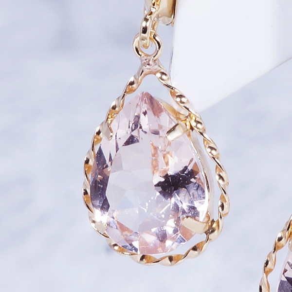 K18 1.6ct モルガナイトピアリング ペアシェイプ 18金 クリスマス