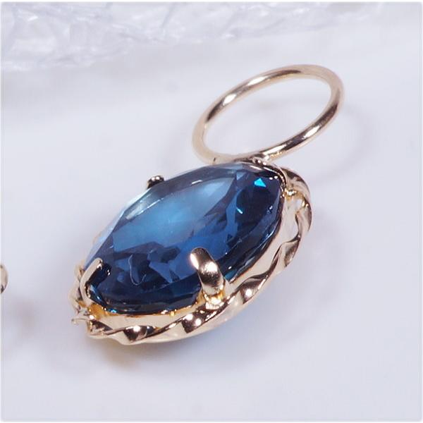 K18 ブルートパーズチャーム K18 2.8ct ロンドンブルートパーズチャーム オーバル 18金