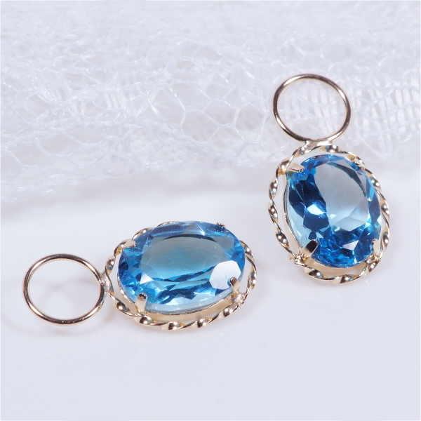 K18 2.8ct ブルートパーズチャーム オーバル 18金 （ピアス・イヤリング用）11月誕生石｜japangoldshop｜02