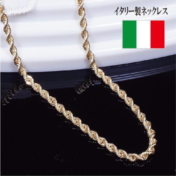 18金 イタリー製 デザイン ネックレス（中空ロープ50cm 