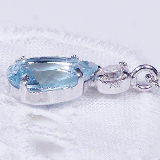 PT 0.8ct アクアマリンペンダント ネックレス ペアシェイプ ダイヤ 0.1