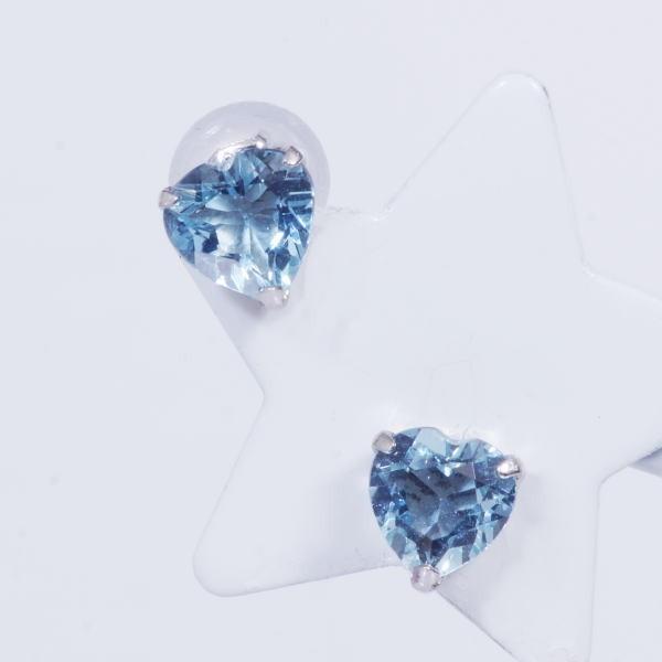 ◆お客◆ Pt アクアマリン　ハート　ピアス PT 0.7ct アクアマリンピアス ハートシェイプ 0.7カラット プラチナ 3