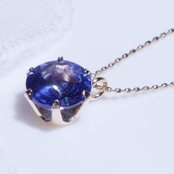 K18 1ct タンザナイトペンダント ネックレス ラウンド 18金 45cm 12月