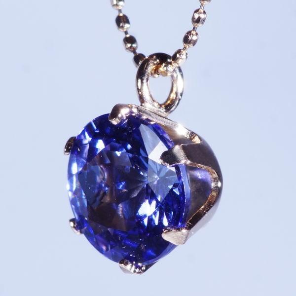 K18 1ct タンザナイトペンダント ネックレス ラウンド 18金 45cm 12月