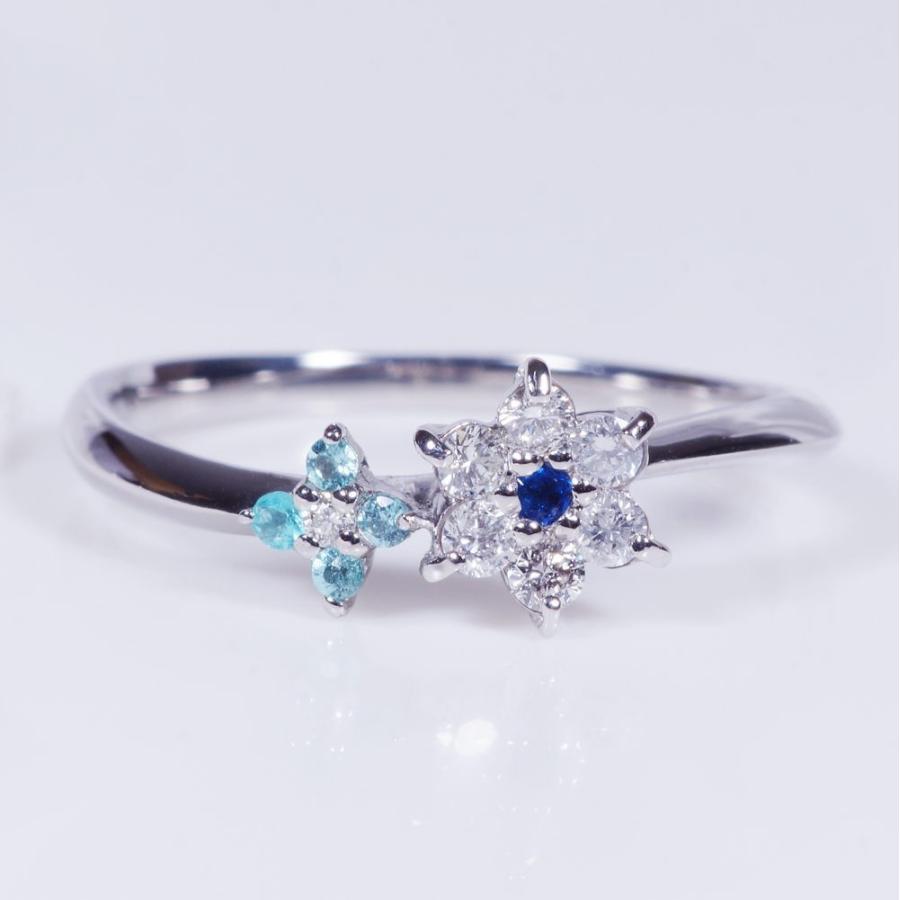 アウイナイト パライバトルマリン ダイヤ デザインリング プラチナ