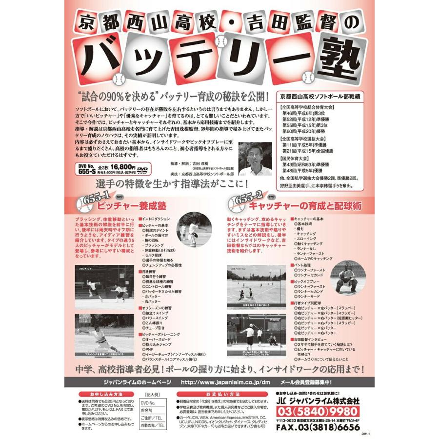 京都西山高校 吉田監督の「バッテリー塾」 655-S ソフトボール 全2巻 ピッチャー キャッチャー の基本から応用技術まで｜japanlaim0418｜02