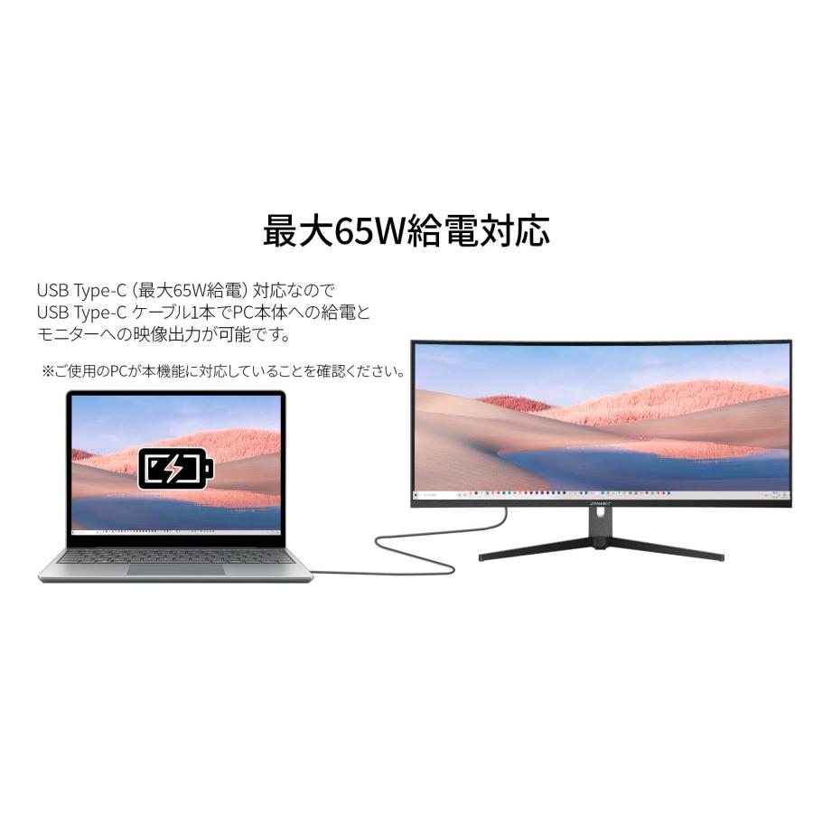 JAPANNEXT 34インチ曲面 IPSパネル UWQHD(3440 x 1440)解像度 JAPANNEXT 34インチ曲面 IPSパネル UWQHD(3440 x 1440)解像度