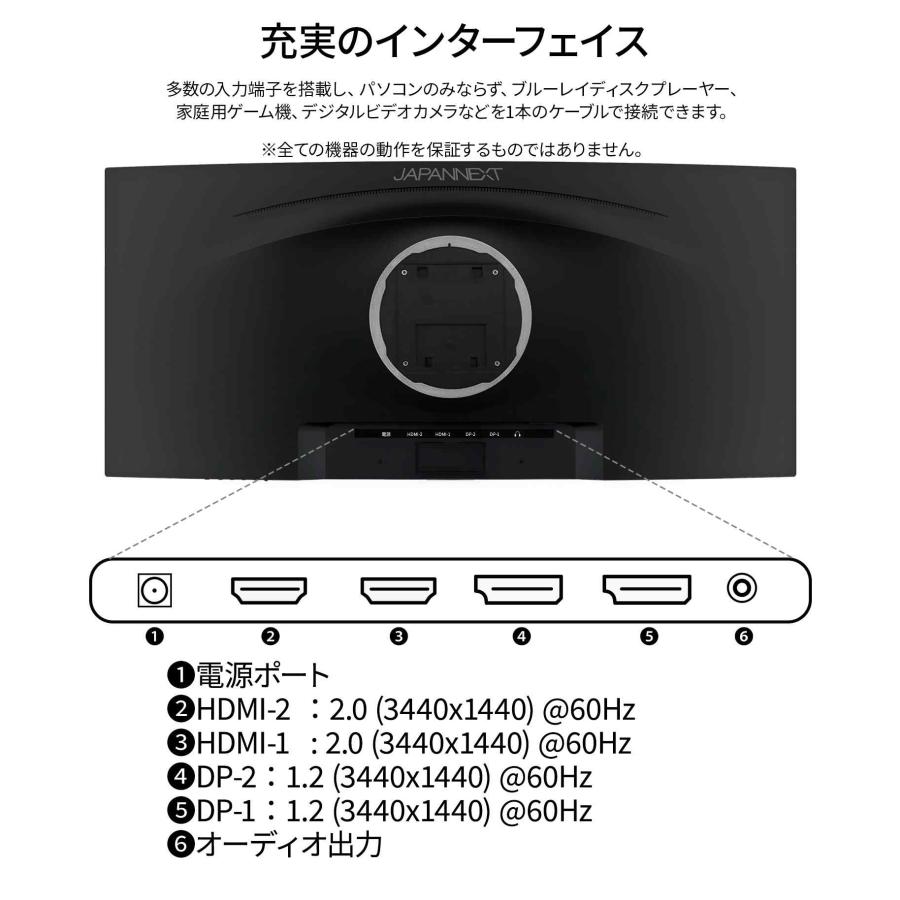 JAPANNEXT 34インチ曲面 IPSパネル UWQHD(3440 x 1440)解像度 JAPANNEXT 34インチ曲面 IPSパネル UWQHD(3440 x 1440)解像度