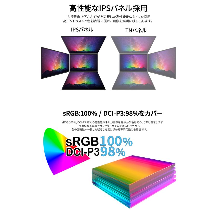 JAPANNEXT 27インチ IPS BLACKパネル搭載 4K(3840x2160)解像度 液晶モニター JN-27IPSB4FLUHDR HDMI DP HDR sRGB 100% DCI-P3 98% 4辺フレームレスモデル｜japannext｜06