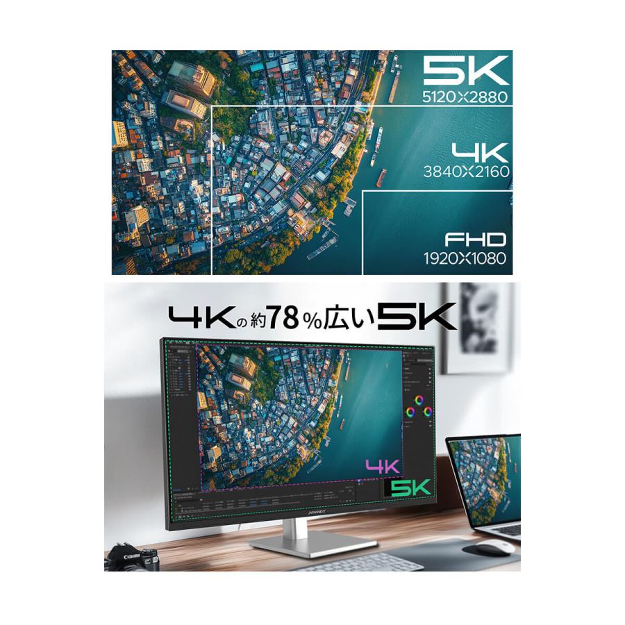 JAPANNEXT 27インチ IPSパネル搭載 5K(5120x2880)解像度 液晶 JAPANNEXT 27インチ IPSパネル搭載 5K(5120x2880)解像度 液晶