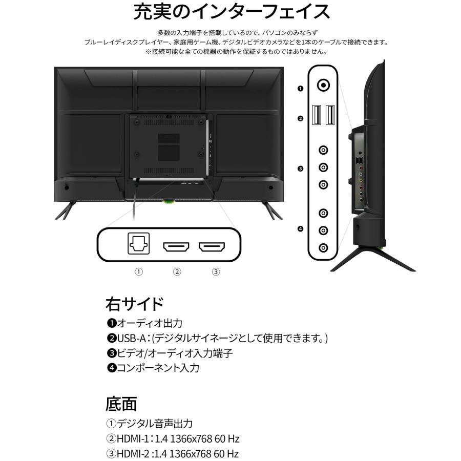 JAPANNEXT 31.5インチ VAパネル搭載 FWXGA(1366x768)解像度 液晶 JAPANNEXT 31.5インチ VAパネル搭載 FWXGA(1366x768)解像度 液晶