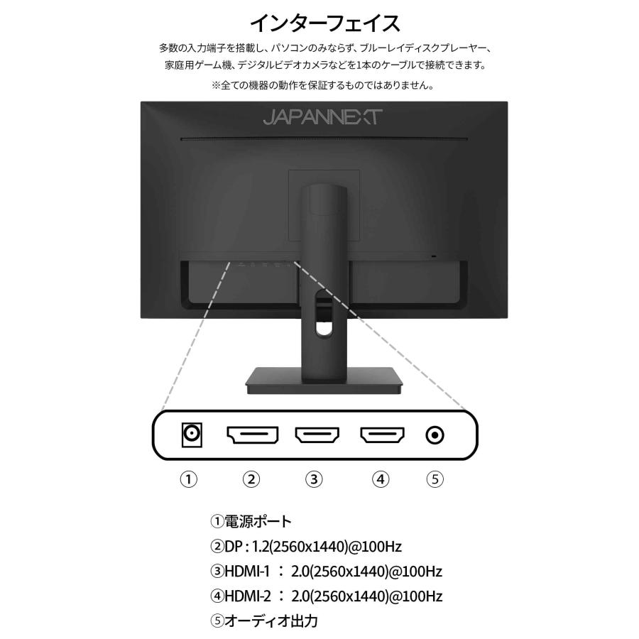 JAPANNEXT IPSパネル搭載27インチ WQHD解像度液晶モニターJN 