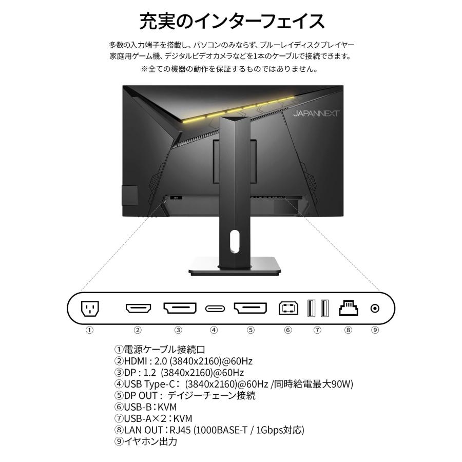 JAPANNEXT 28インチ IPSパネル搭載 4K解像度 液晶モニター JN-IPS28U-HSPC9-DL HDMI DP USB Type-C LAN デイジーチェーン接続対応 【2年保証】 ジャパンネクスト_15