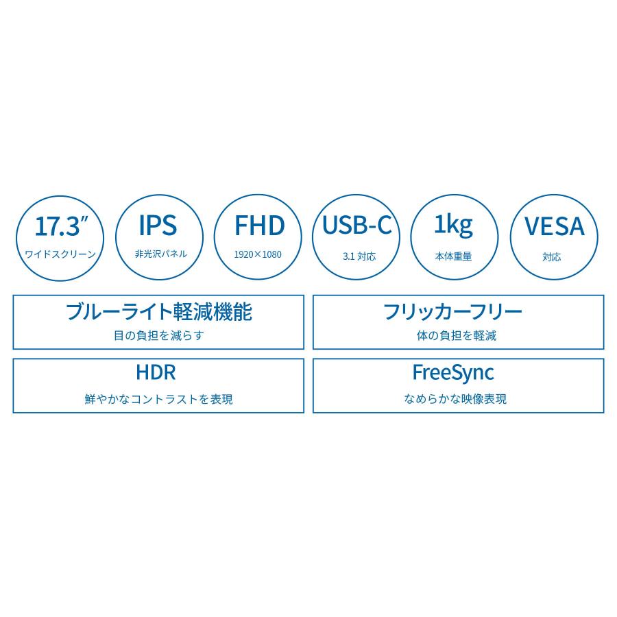 JAPANNEXT（ジャパンネクスト） JAPANNEXT 17.3インチ IPSパネル搭載