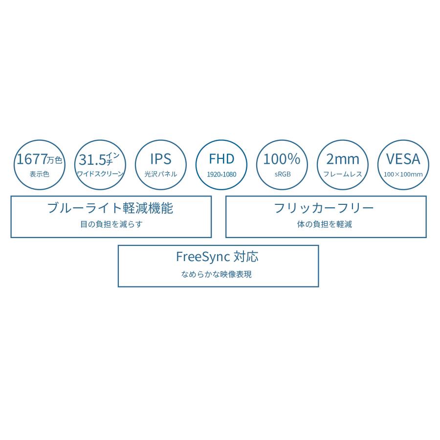 JAPANNEXT 31.5インチ IPSパネル搭載 フルHD(1920x1080)解像度 液晶モニター JN-IPS315F sRGB:100% HDMI VGA 【2年保証】 ジャパンネクスト | JAPANNEXT | 03