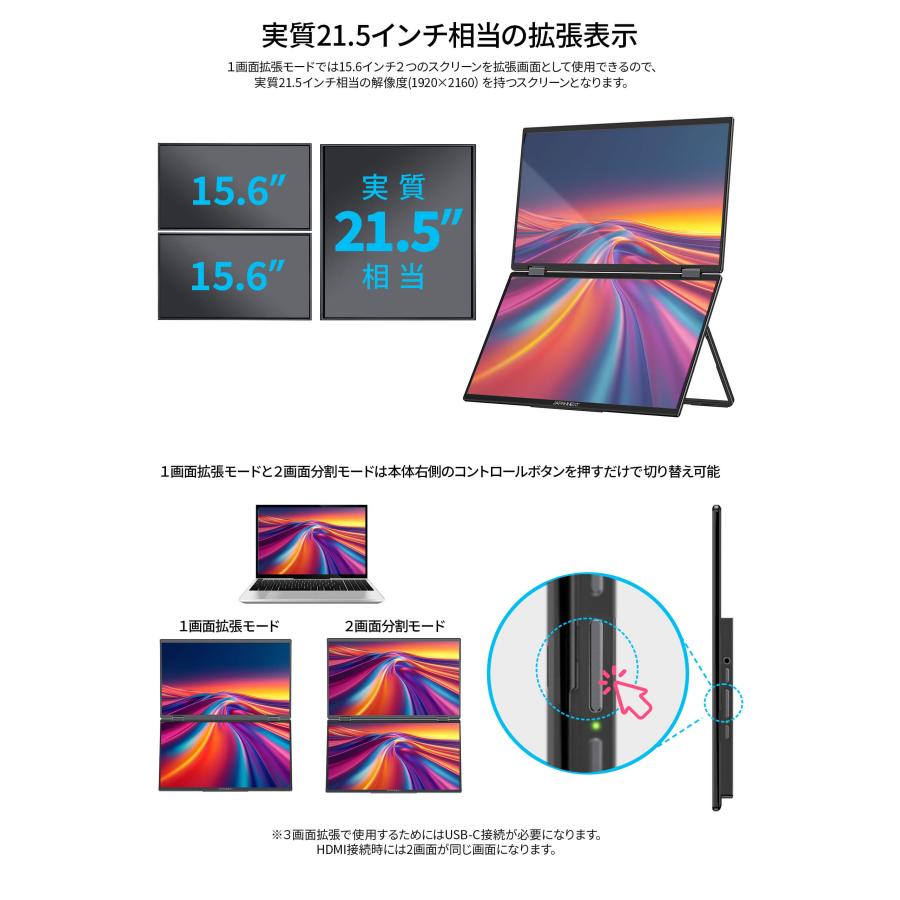 JAPANNEXT（ジャパンネクスト） JAPANNEXT 15.6インチ IPSパネルx2搭載