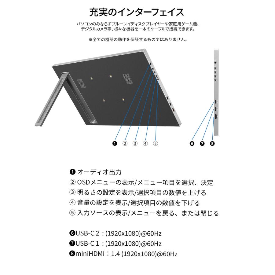JAPANNEXT 15.6インチ IPSパネル搭載 10点マルチタッチ対応 フルHD(1920x1080)解像度 モバイルモニター JN-MD-IPS156F-T miniHDMI USB-C 【2年保証】 | JAPANNEXT | 14