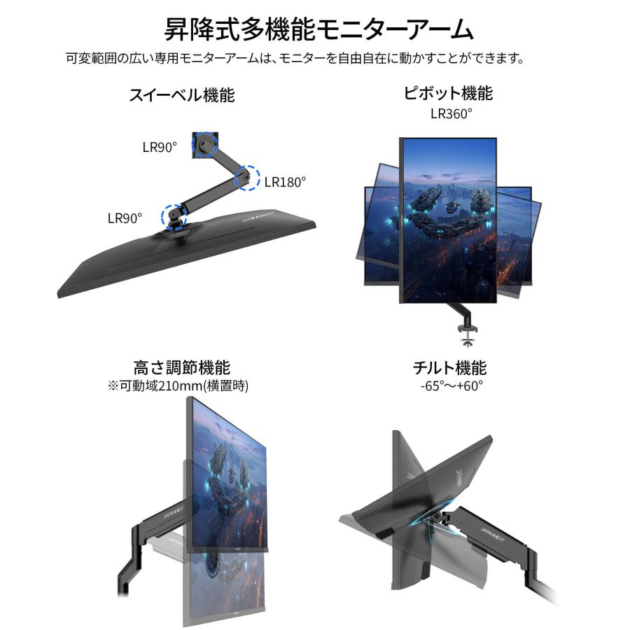 JAPANNEXT（ジャパンネクスト） 【モニ研監修モニターアーム同梱モデル