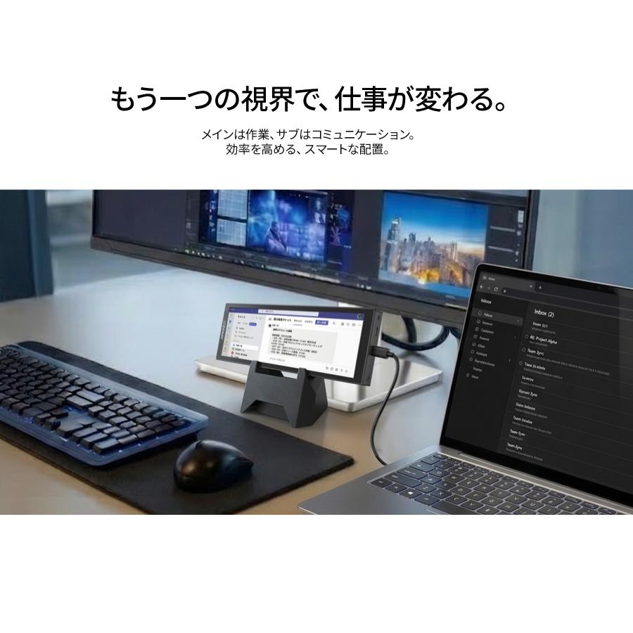 JAPANNEXT SB-C接続 PCモニター モバイルモニター USB-Cケーブル1本でモバイルモニターからノートPCへ給電、ノートPCから