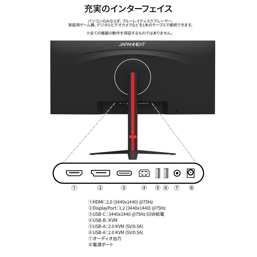 JAPANNEXT 34インチ IPSパネル搭載 UWQHD(3440×1440)解像度 ウルトラワイド液晶モニター JN-IPS34UQ2-HSC6 HDMI DP USB-C 【2年保証】 ジャパンネクスト_15