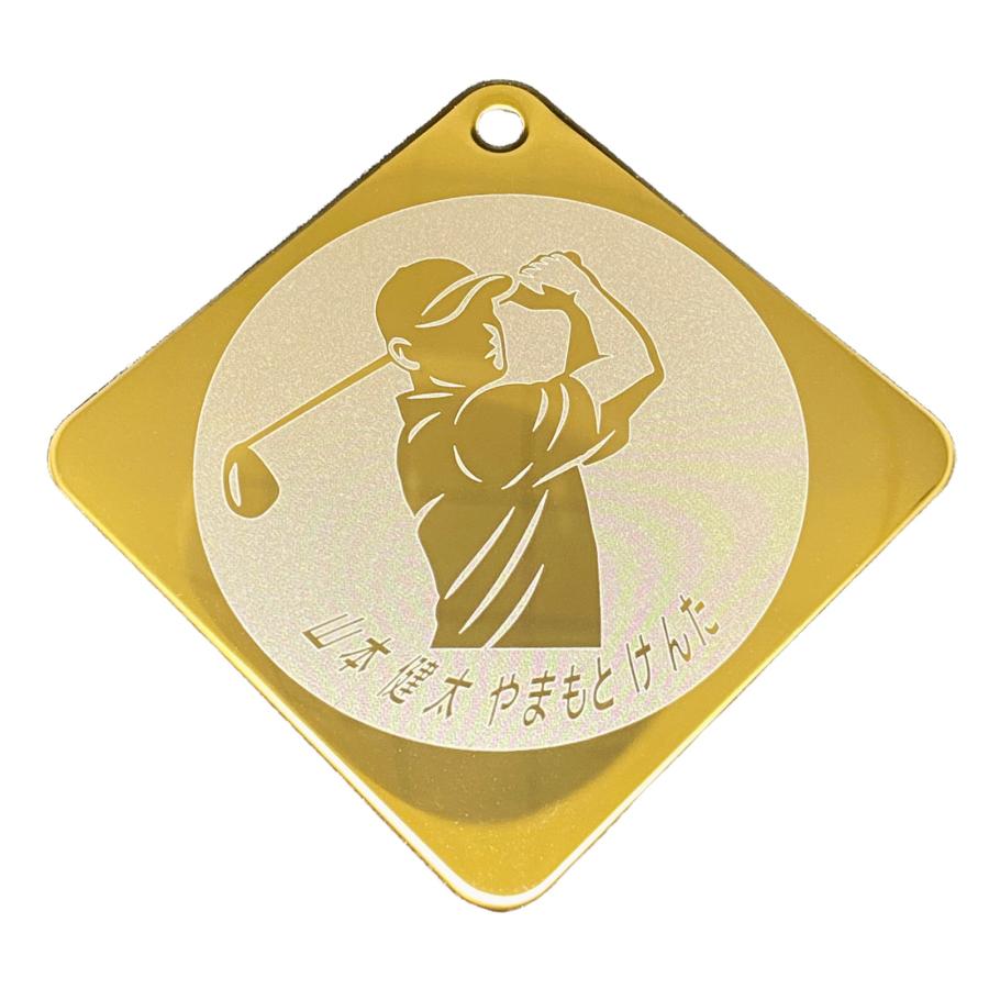 男性人気】鏡面仕上げ ゴルフ ネームプレート 半身デザイン 彫刻無料