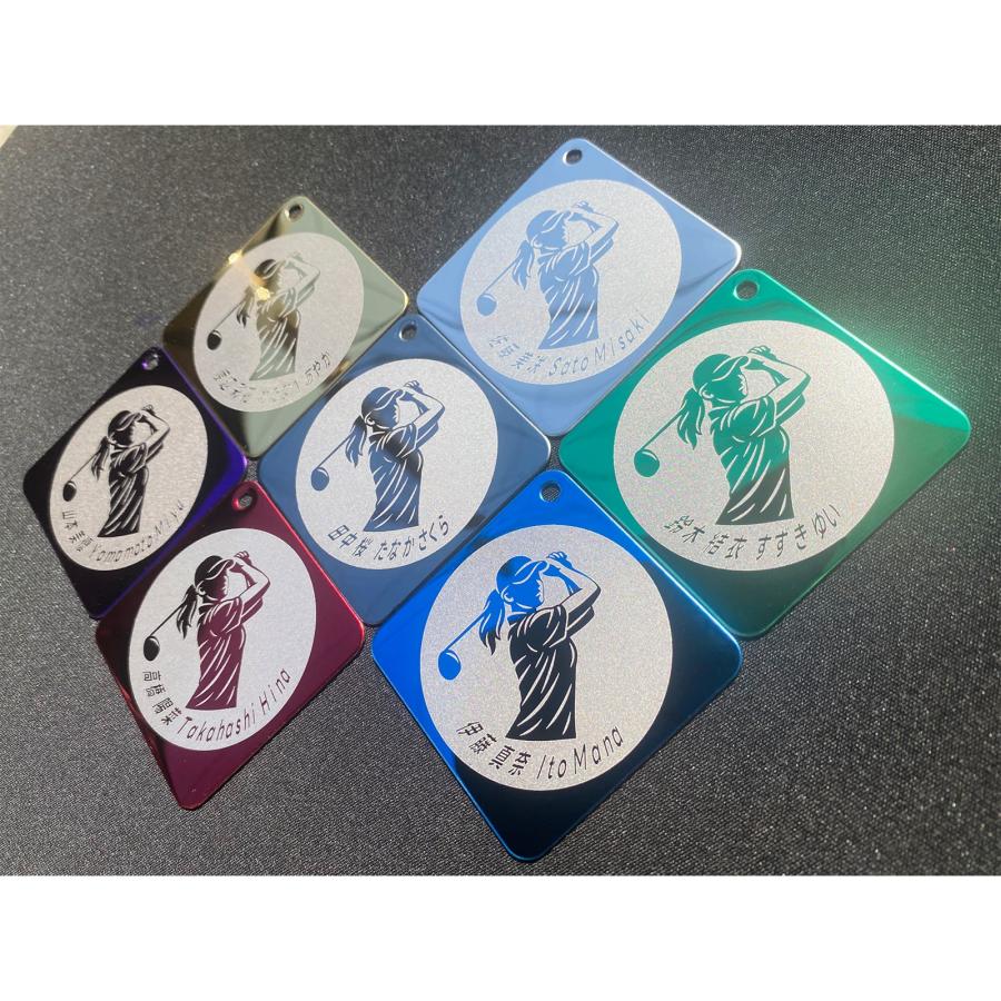 男性人気】鏡面仕上げ ゴルフ ネームプレート 半身デザイン 彫刻無料