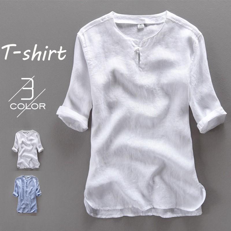 リネンシャツ メンズ 五分袖 Tシャツ リネンtシャツ 麻100 無地 半袖tシャツ 薄手 夏物 新作 Htl3318 Nicole 通販 Yahoo ショッピング
