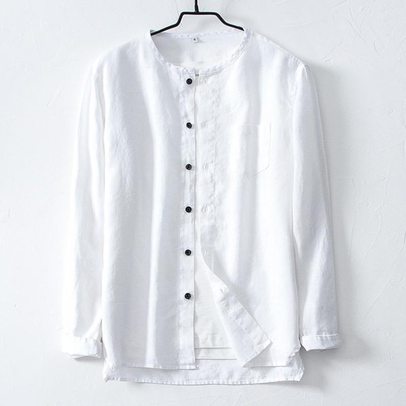 シャツ メンズ リネンシャツ 長袖 麻 リネン トップス ブラウス 前開き 丸首 無地 夏 通勤 普段使い ナチュラル カジュアルシャツ メンズファッション Mscx Nicole 通販 Yahoo ショッピング