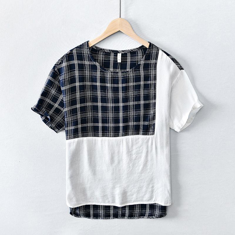 綿麻t シャツ メンズ 半袖t シャツ チェック柄 カジュアルt シャツ 夏 トップス 決算特価商品 メンズファッション シンプル 通気