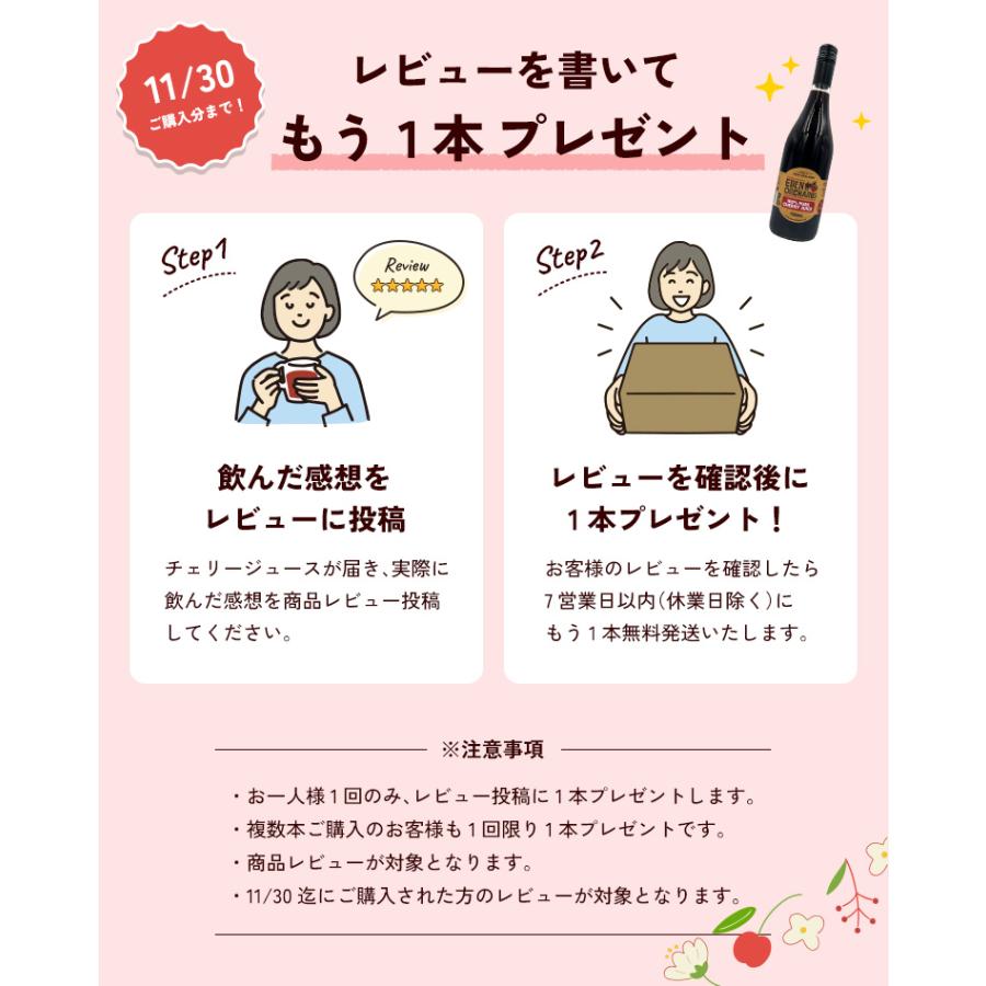 100％ ピュア チェリージュース 750ml エデン農園 チェリー2kg分使用