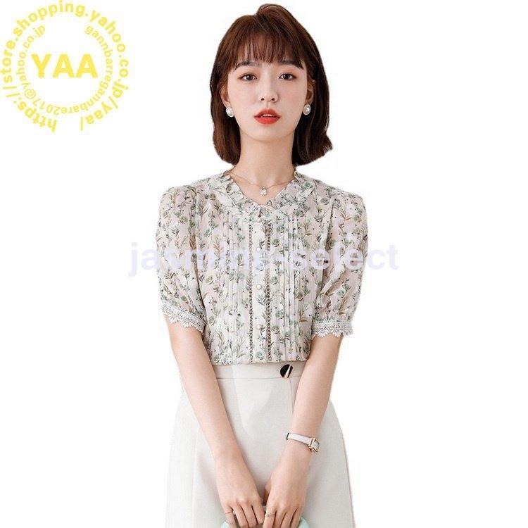 花柄ブラウス レディース 夏服 おしゃれ シフォン シャツブラウス 袖口レース付き 薄手 着痩せ 大人 きれいめ 21 新作 e4xyfd15 Gaia Nederland Nl