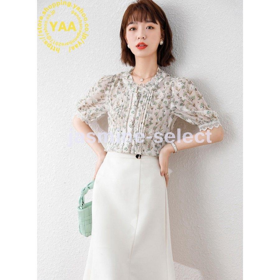 花柄ブラウス レディース 夏服 おしゃれ シフォン シャツブラウス 袖口レース付き 薄手 着痩せ 大人 きれいめ 21 新作 e4xyfd15 Gaia Nederland Nl