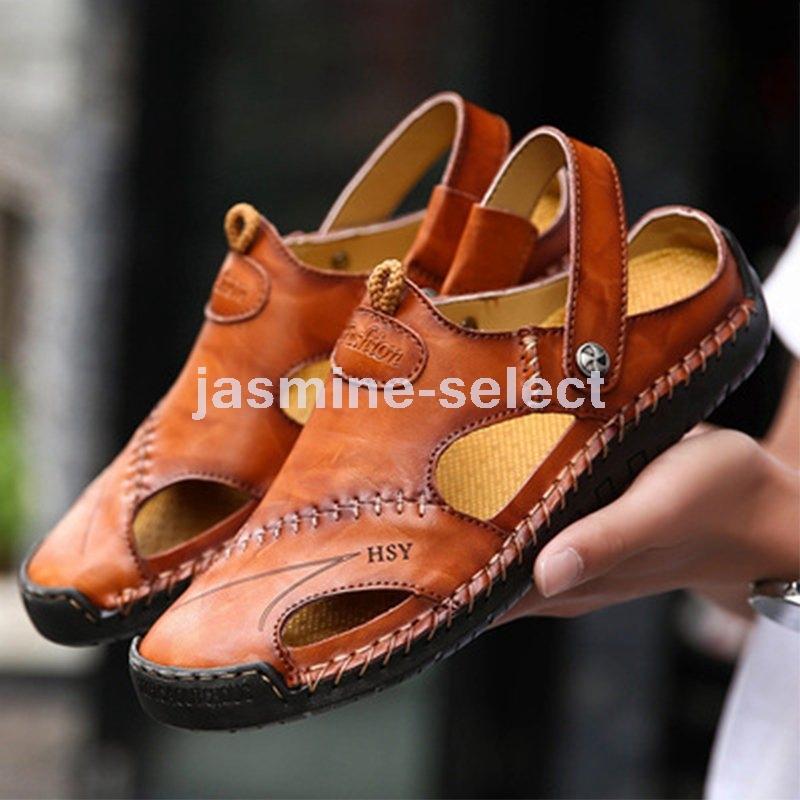 サンダル メンズ 本革 夏靴 滑り止め 紳士用 お洒落 アウトドア スポーツ 海 ビーチ 通気