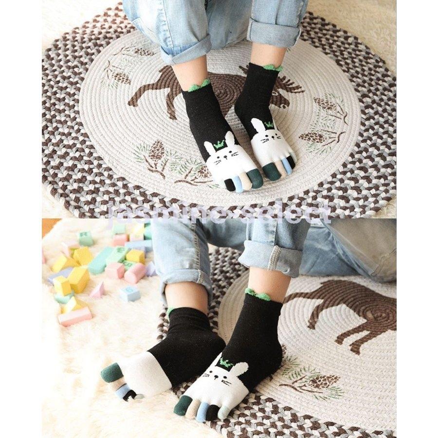 靴下 キッズ 5本指ソックス クルー丈 イラスト うさぎ 子供用 男の子 女の子 おしゃれ かわいい くつ下 くつした ブラック ピンク Jasmi 1843ewoza Jasmine Select 通販 Yahoo ショッピング