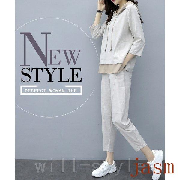 ジャージレディース上下セットおしやれ春夏パーカー半袖九分丈パンツセットアップ40代2点セットスポーツウェア大きいサイズ運動服着痩せ新品 爆売り