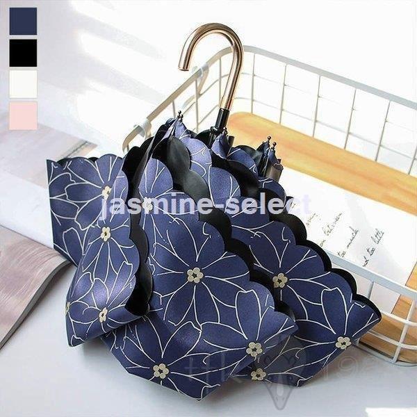 ファッション ホワイトブラウン 傘 レディース 可愛い 晴雨兼用 耐風 折りたたみ傘 折り畳み傘 ジャンプ おしゃれ 軽量 花柄 フリル 可憐 総柄プリント 内側ブラック ブラック Xqpqscmc2e Www Sakphotography Com