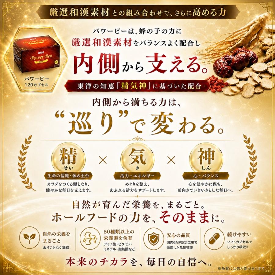 蜂の子 サプリ 和漢 ミツバチ 活力 元気サポート パワービープラス 120
