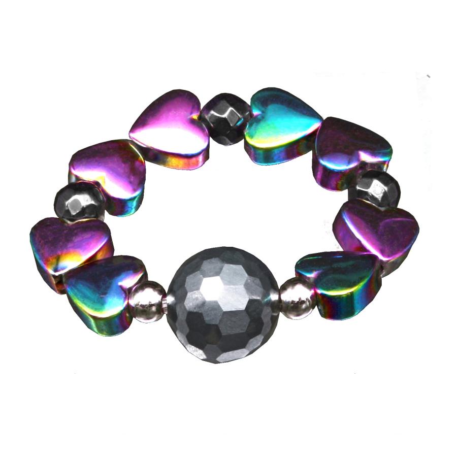 テラヘルツ・光彩ダイエットリング 磁気 ヘマタイト 虹色採光 ハート