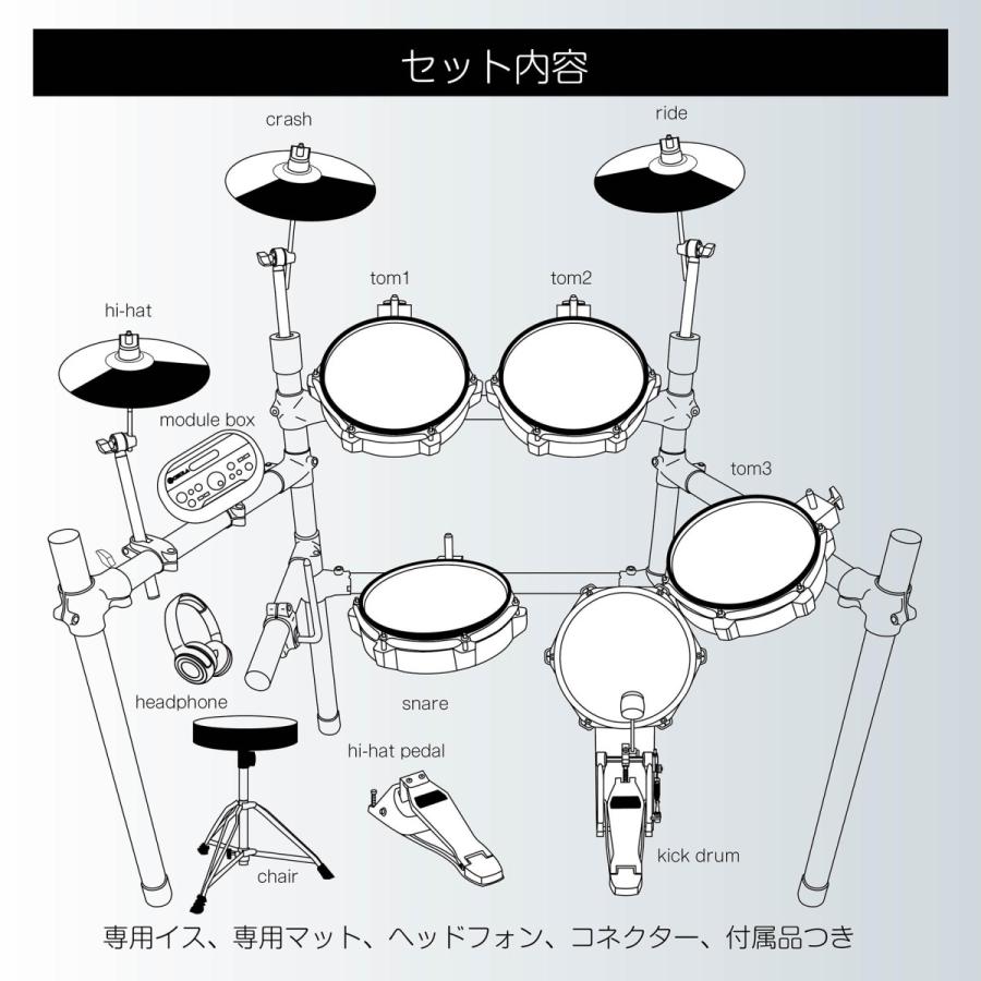 電子ドラム ５ドラム3シンパル 専用マット付 CEULA 折りたたみ式 USB