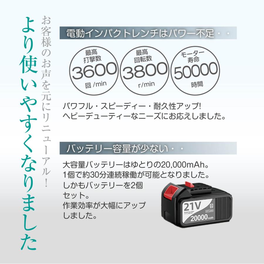 ONE STEP インパクトレンチ 充電式 21V バッテリー2個付き DIY工具  