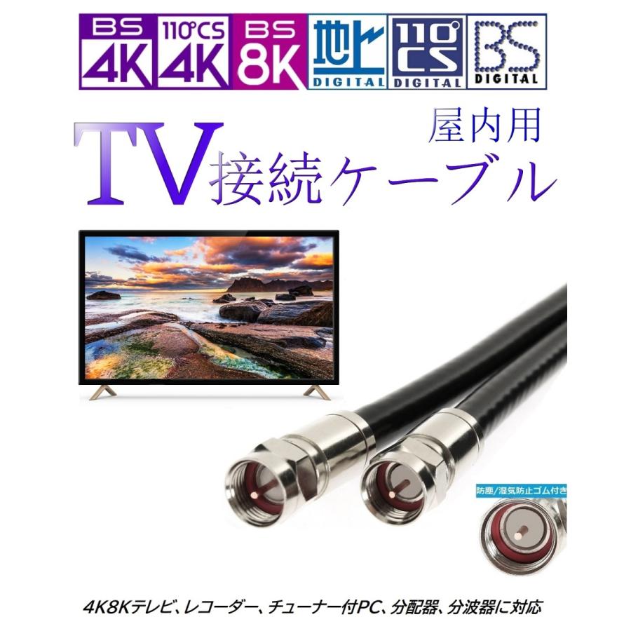 アンテナケーブル 12m 4K8K対応 高品質 同軸S5CFB 地デジ/BS/CS/CATV対応 他社にない湿気侵入防止リング付き｜jasuto-besuto