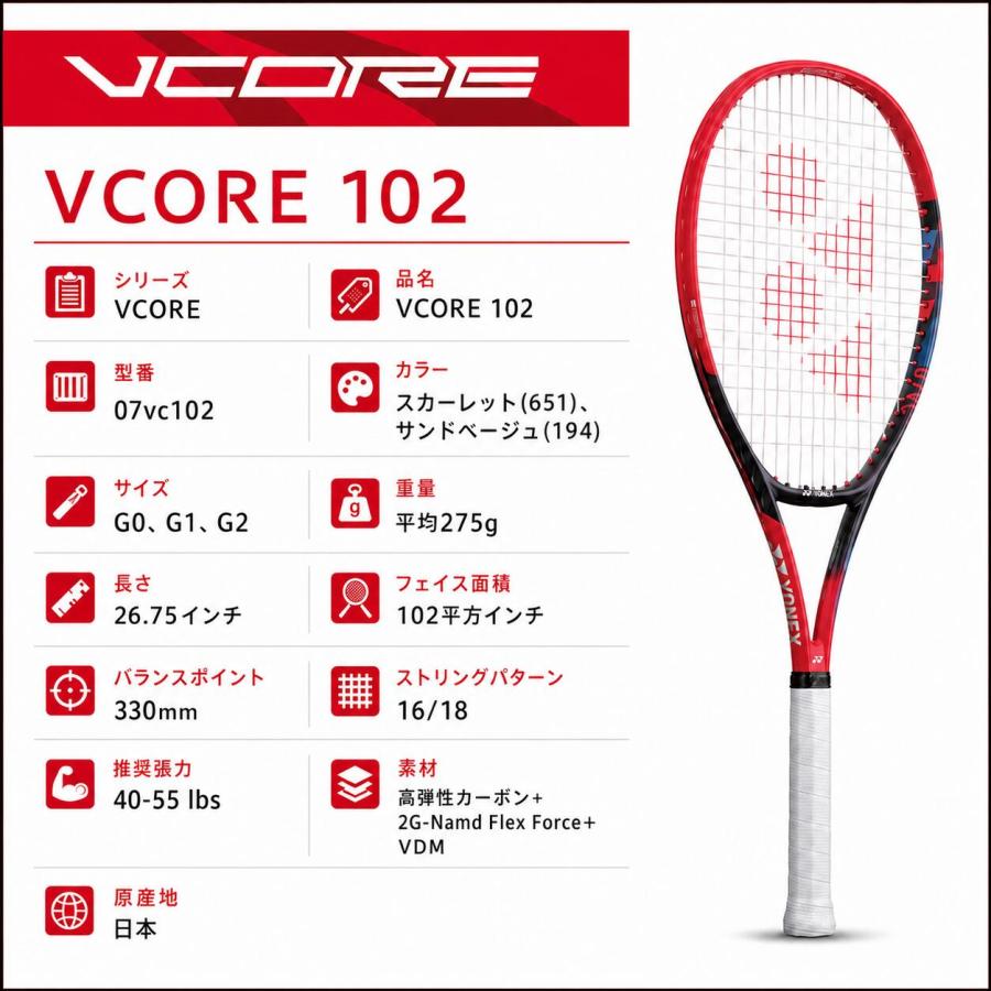 YONEX ヨネックス テニス ラケット 硬式テニス VCORE Vコア102 スピン