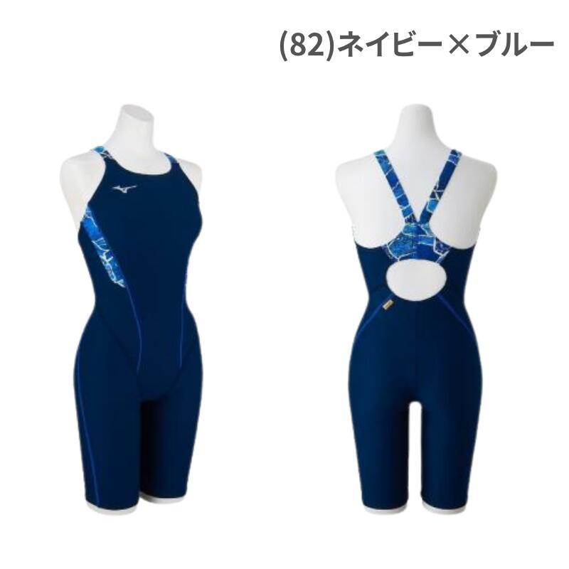 Mizuno 競泳水着 XL ネイビー/ブルー MIZUNO ミズノ 競泳水着 レディース ハーフスーツ 練習用水着 エクサー