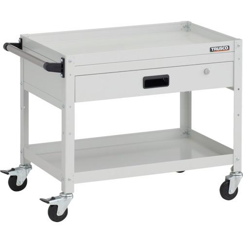 TRUSCO ツールワゴン ラビットワゴン 700X450XH600 2段 1段引出 ハンドル付 ゴム車輪 ホワイト RBW-672VH W