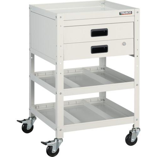 (送料別途)(直送品)TRUSCO ツールワゴン ラビットワゴン 500X500 引出2段 仕切2段付 ホワイト RBW-853S2X W