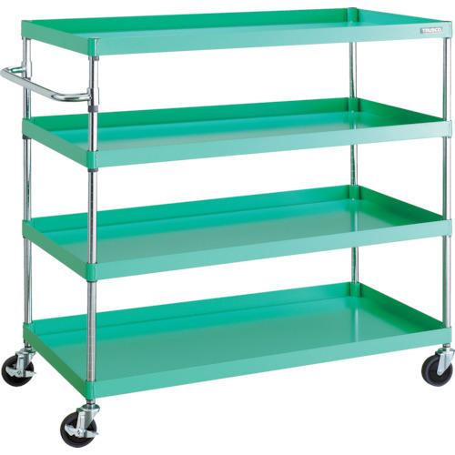 (送料別途)(直送品)TRUSCO ツールワゴン フェニックスワゴン 省音 1200X600XH1200 4段 ヤンググリーン PEW-12124-YG